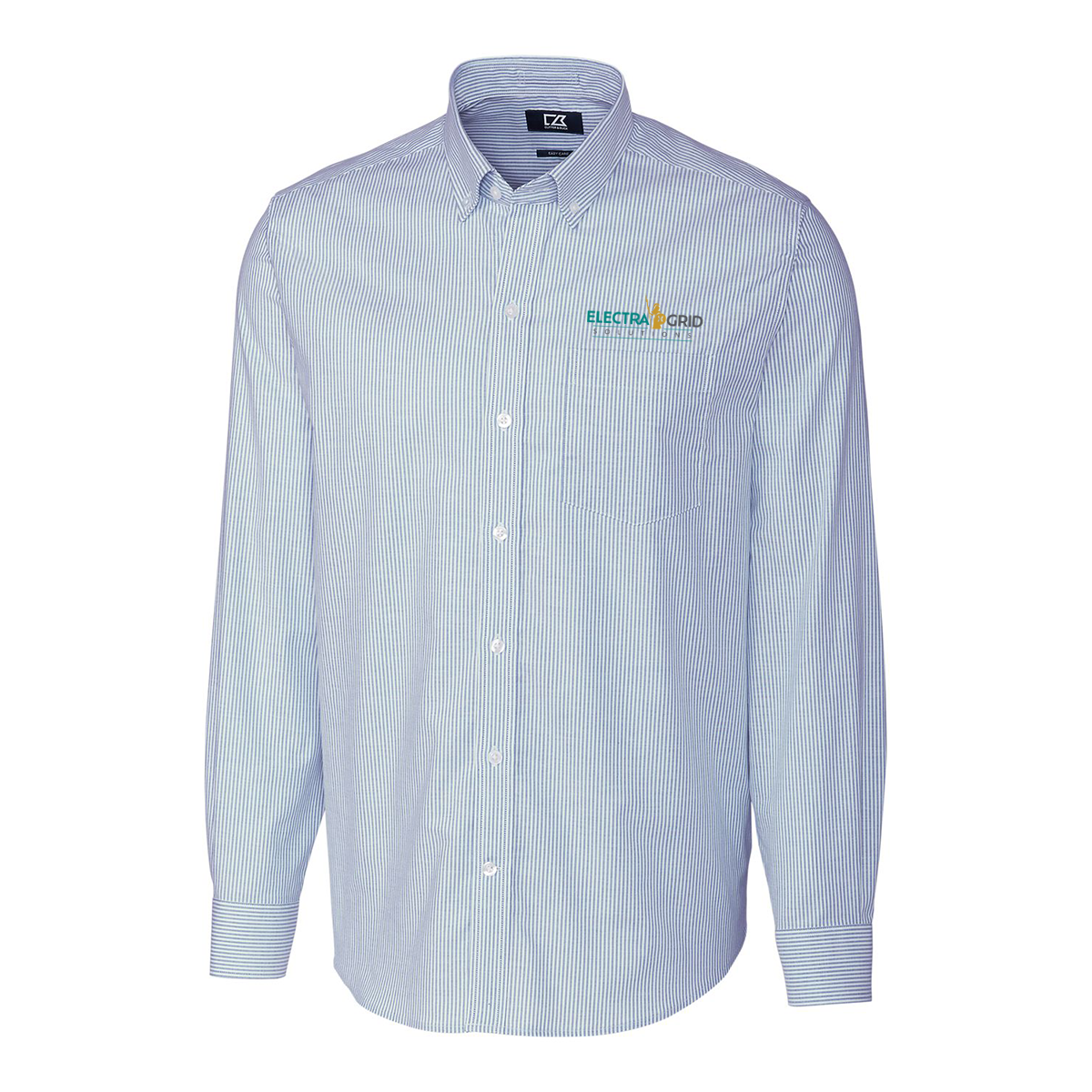 EG Cutter & Buck Stretch Oxford Stripe Mens Long Sleeve Dress Shirt