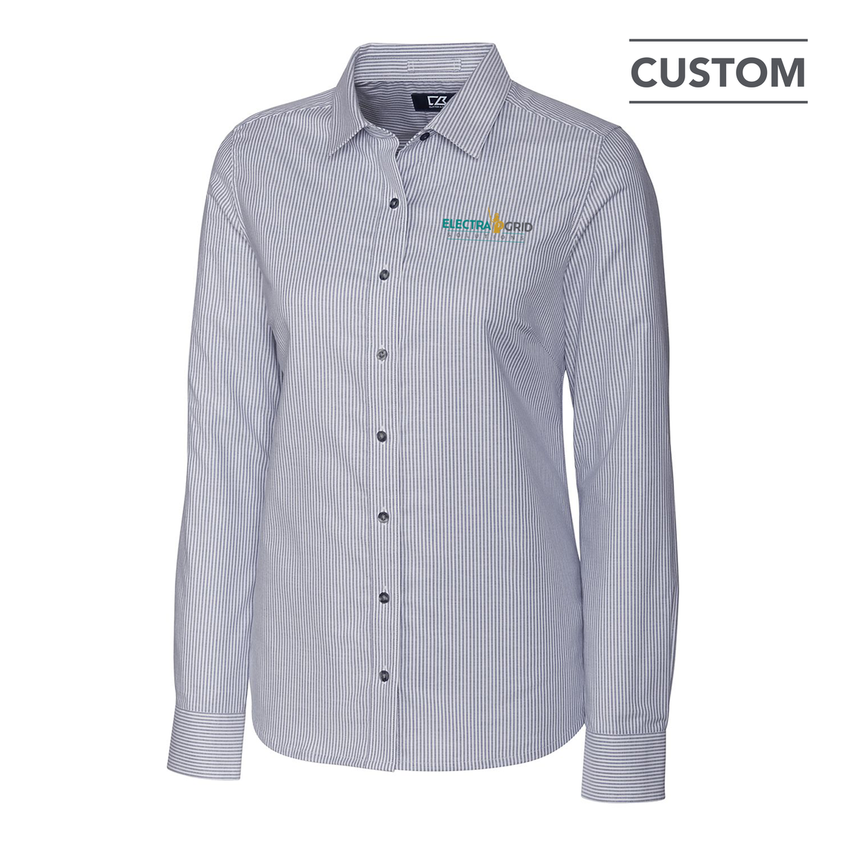 EG Cutter & Buck Stretch Oxford Stripe Women's Long Sleeve Dress Shirt EG Cutter & Buck Stretch Oxford Stripe Women's Long Sleeve Dress Shirt