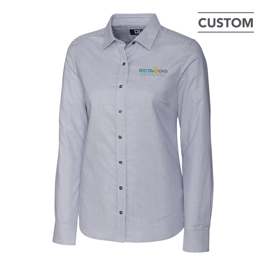 EG Cutter & Buck Stretch Oxford Stripe Women's Long Sleeve Dress Shirt