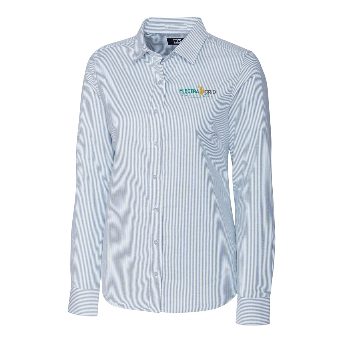 EG Cutter & Buck Stretch Oxford Stripe Women's Long Sleeve Dress Shirt