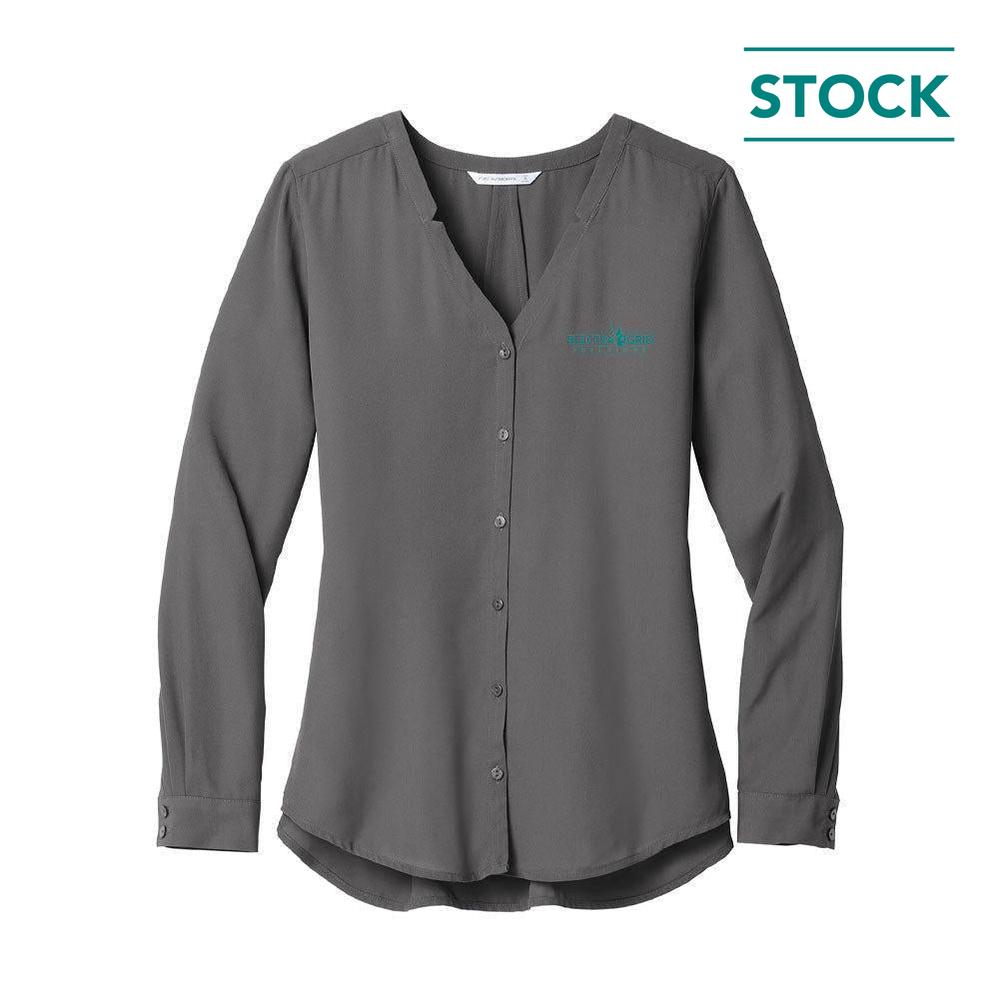 Ladies Long Sleeve Button-Front Blouse - Limited Stock