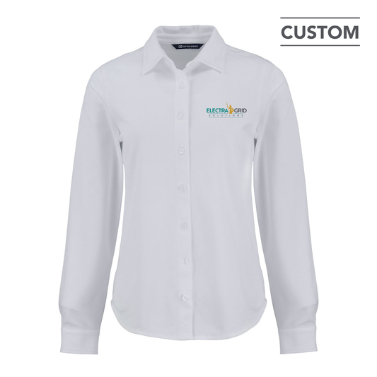 EG Soft Pique Long Sleeve Knitted Women's Button Up