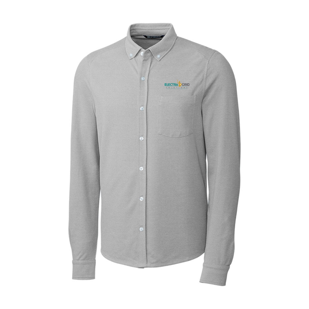 Cutter & Buck Advantage Tri-Blend Pique Long Sleeve Knitted Mens Button Down