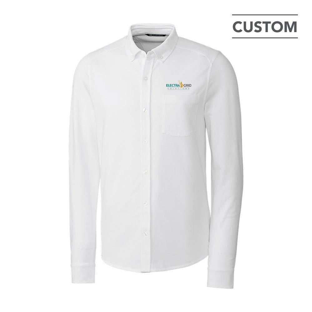 Cutter & Buck Advantage Tri-Blend Pique Long Sleeve Knitted Mens Button Down