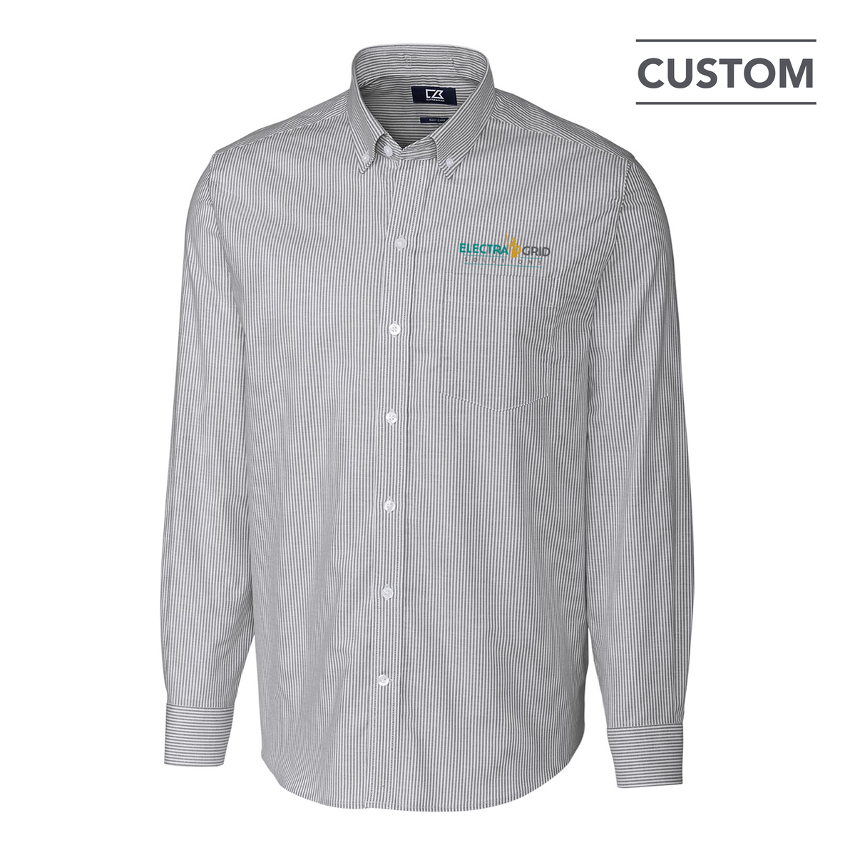 EG Cutter & Buck Stretch Oxford Stripe Mens Long Sleeve Dress Shirt