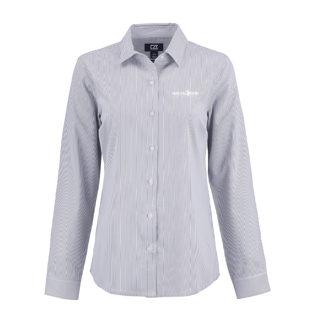 Electra Grid Recycled Pinstripe Womens Long Sleeve Dress Shirt