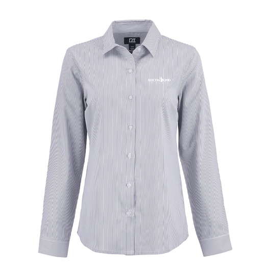 Electra Grid Recycled Pinstripe Womens Long Sleeve Dress Shirt