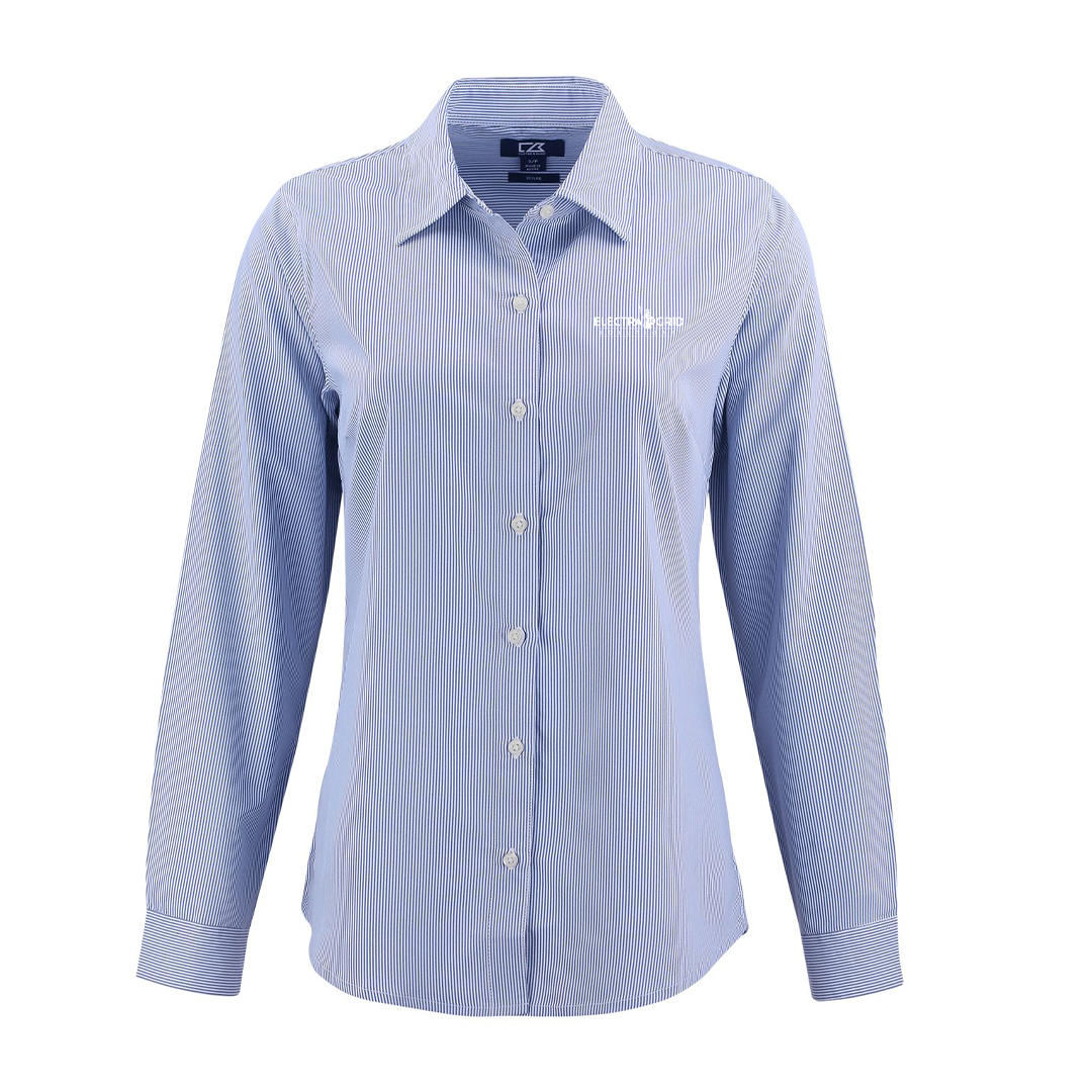 Electra Grid Recycled Pinstripe Womens Long Sleeve Dress Shirt